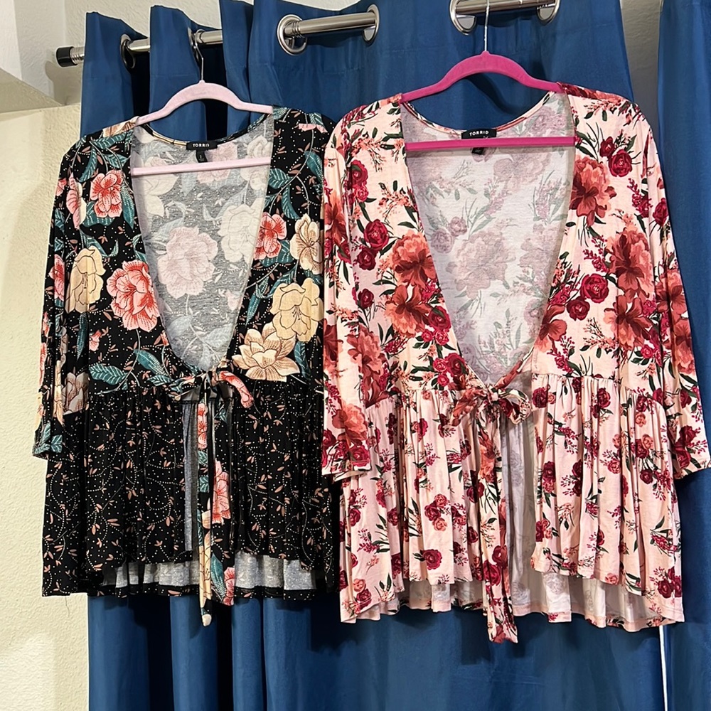 Torrid size 2 super cute, tie front shirts.